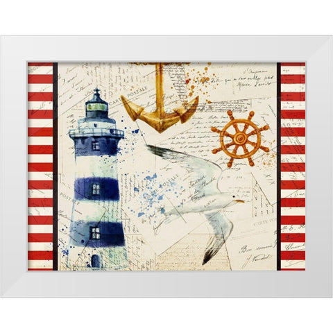 Anchors Away White Modern Wood Framed Art Print by Kimberly, Allen