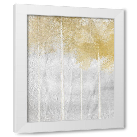 Golden Trees 2 White Modern Wood Framed Art Print by Kimberly, Allen