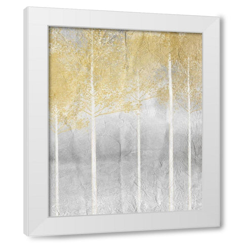 Golden Trees 3 White Modern Wood Framed Art Print by Kimberly, Allen