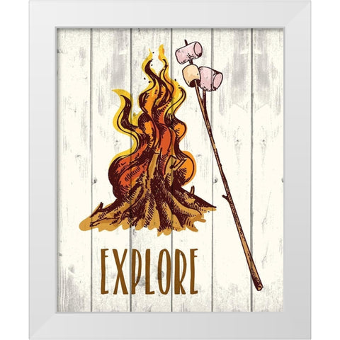 Campfire Explorer 1 White Modern Wood Framed Art Print by Kimberly, Allen