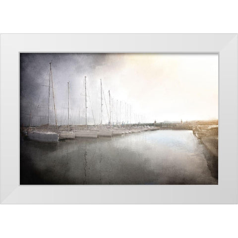 Sailboats in the Harbor White Modern Wood Framed Art Print by Kimberly, Allen