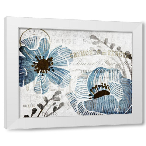 Soft Floral Blue 3 White Modern Wood Framed Art Print by Kimberly, Allen