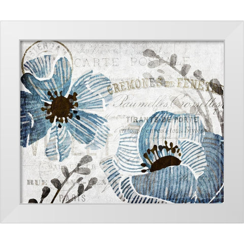 Soft Floral Blue 3 White Modern Wood Framed Art Print by Kimberly, Allen