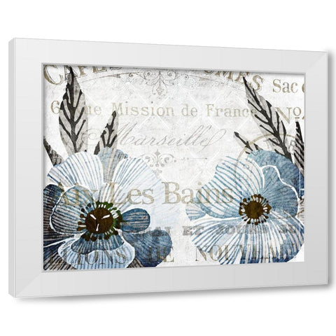 Soft Floral Blue 4 White Modern Wood Framed Art Print by Kimberly, Allen