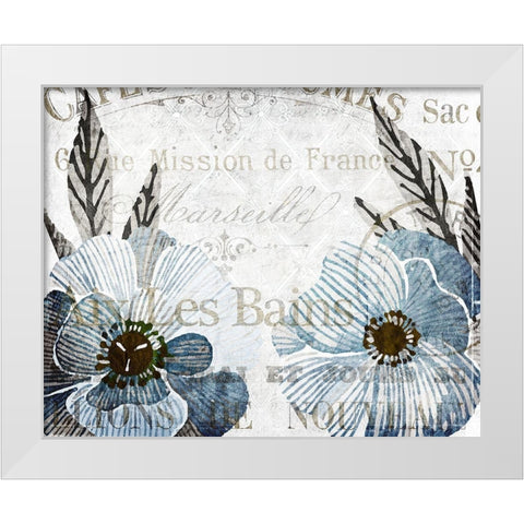 Soft Floral Blue 4 White Modern Wood Framed Art Print by Kimberly, Allen