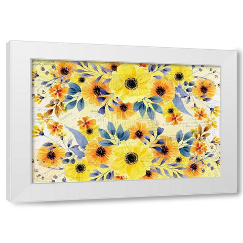Yellow Summer Blooming  White Modern Wood Framed Art Print by Kimberly, Allen
