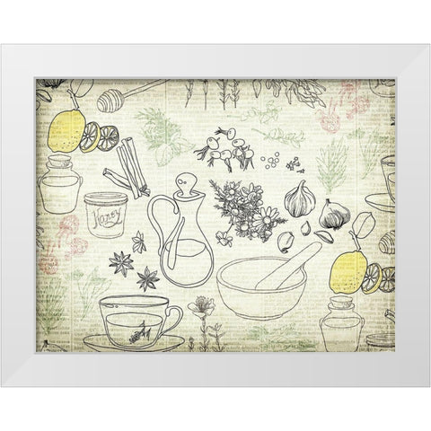 Lemon Tea and Herbs White Modern Wood Framed Art Print by Kimberly, Allen