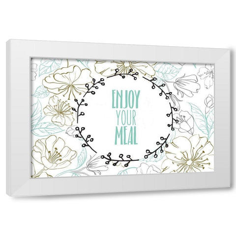 Enjoy Your Meal White Modern Wood Framed Art Print by Kimberly, Allen