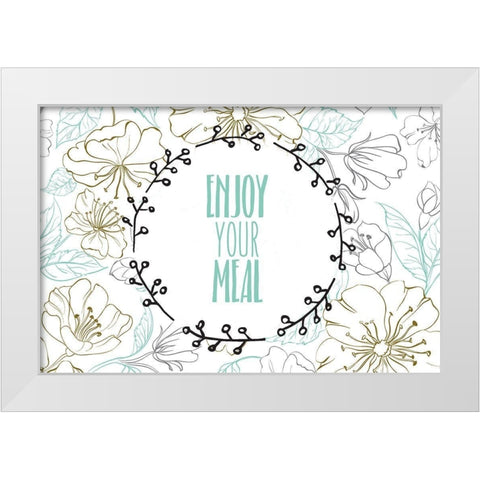 Enjoy Your Meal White Modern Wood Framed Art Print by Kimberly, Allen