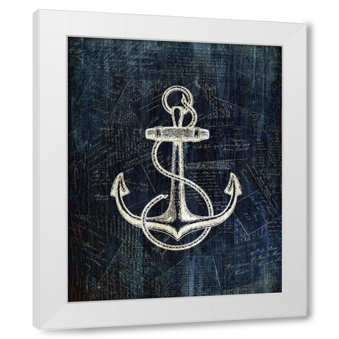 Inverted Anchors Away 1 White Modern Wood Framed Art Print by Kimberly, Allen
