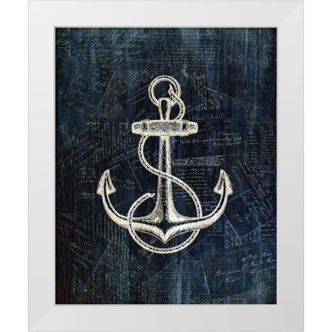 Inverted Anchors Away 1 White Modern Wood Framed Art Print by Kimberly, Allen