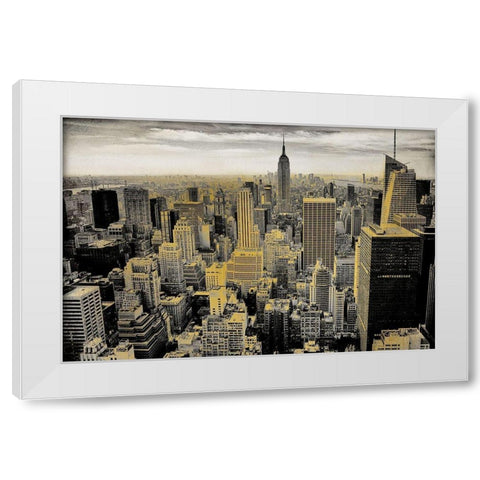 Manhattan White Modern Wood Framed Art Print by Kimberly, Allen