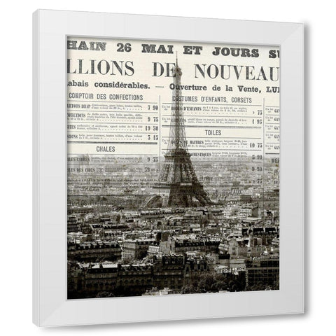 Newspaper City 3 White Modern Wood Framed Art Print by Kimberly, Allen