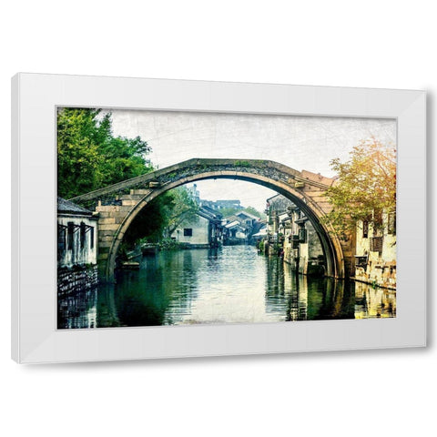 Through the Village White Modern Wood Framed Art Print by Kimberly, Allen