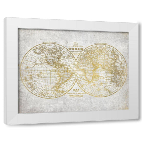 No. 1 World Map White Modern Wood Framed Art Print by Kimberly, Allen