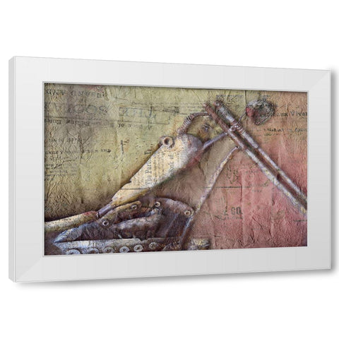 Riding White Modern Wood Framed Art Print by Kimberly, Allen