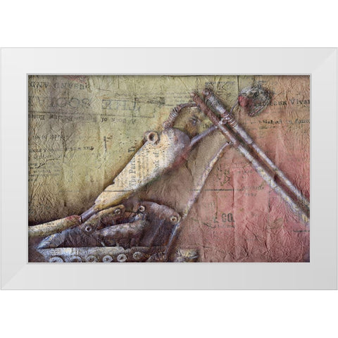 Riding White Modern Wood Framed Art Print by Kimberly, Allen