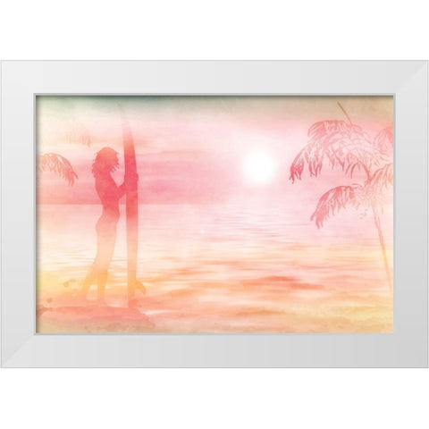 Sunset at the Beach White Modern Wood Framed Art Print by Kimberly, Allen