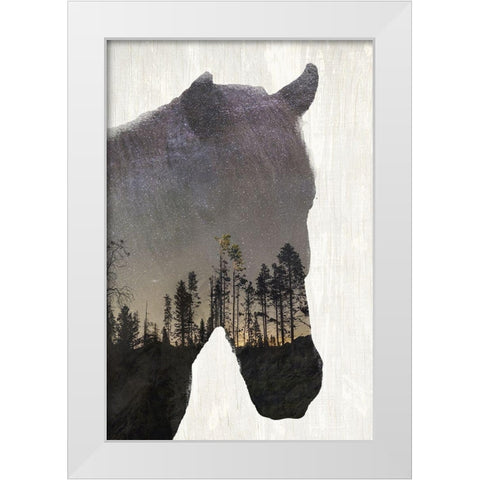 Starry Night Horse White Modern Wood Framed Art Print by Kimberly, Allen