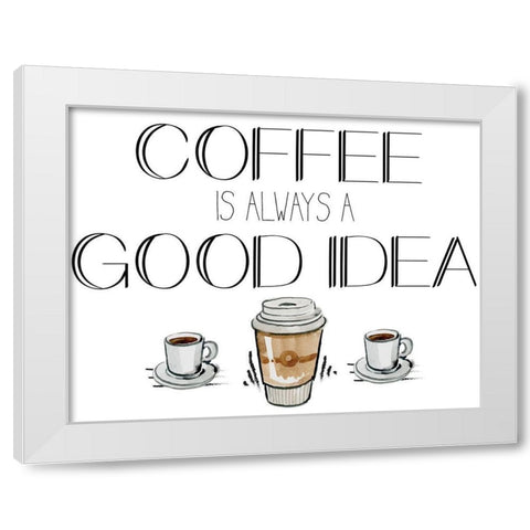 Morning Coffee 2 White Modern Wood Framed Art Print by Kimberly, Allen
