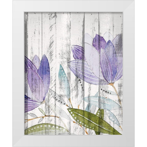 Purple Floral on Wood 1 White Modern Wood Framed Art Print by Kimberly, Allen