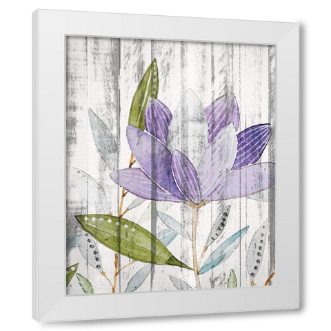 Purple Floral on Wood 2 White Modern Wood Framed Art Print by Kimberly, Allen