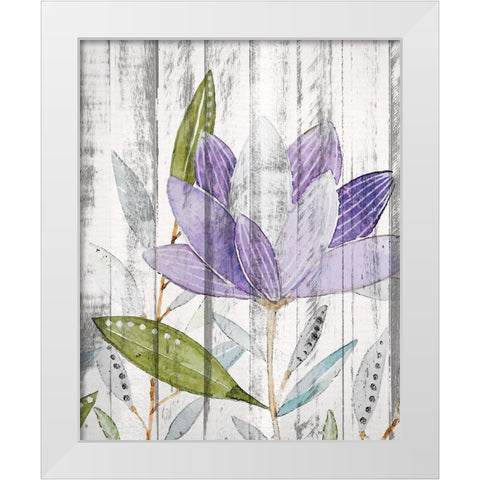 Purple Floral on Wood 2 White Modern Wood Framed Art Print by Kimberly, Allen
