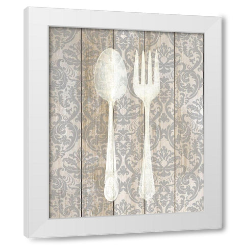 Antique Cutlery 1 White Modern Wood Framed Art Print by Allen, Kimberly