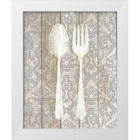 Antique Cutlery 1 White Modern Wood Framed Art Print by Allen, Kimberly