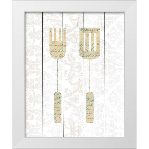 Kitchen Utensils 1 White Modern Wood Framed Art Print by Kimberly, Allen