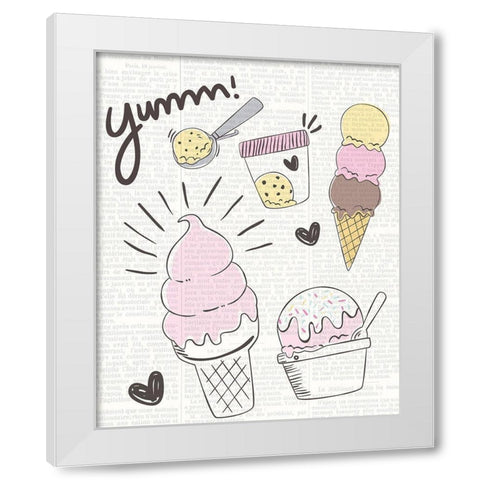 Yum 1 White Modern Wood Framed Art Print by Kimberly, Allen