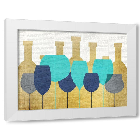 Glasses and Bottles White Modern Wood Framed Art Print by Kimberly, Allen