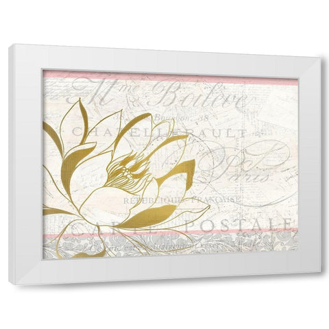 Pink and Gold Bloom 2 White Modern Wood Framed Art Print by Kimberly, Allen