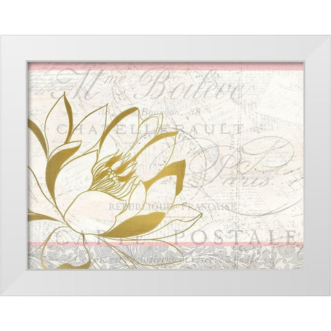 Pink and Gold Bloom 2 White Modern Wood Framed Art Print by Kimberly, Allen