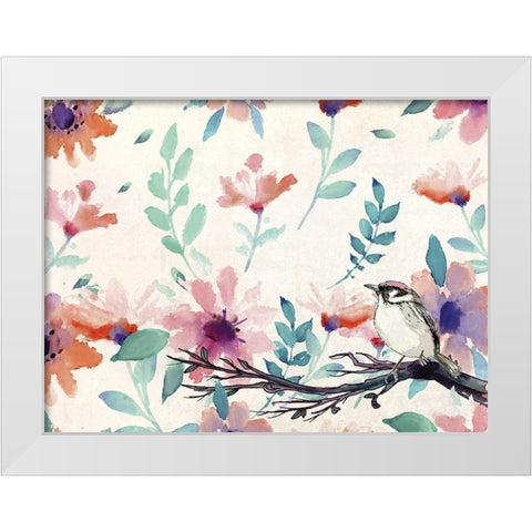 Spring Bird White Modern Wood Framed Art Print by Kimberly, Allen