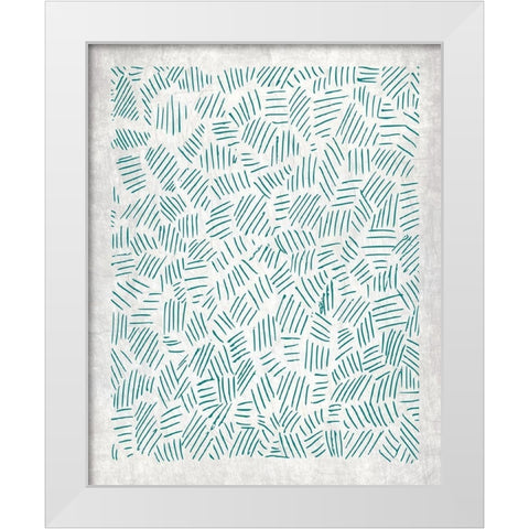 Teal Crosshatched 3 White Modern Wood Framed Art Print by Kimberly, Allen