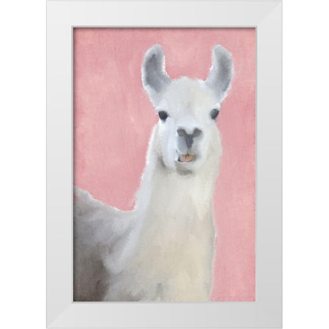 Llama on Pink White Modern Wood Framed Art Print by Kimberly, Allen