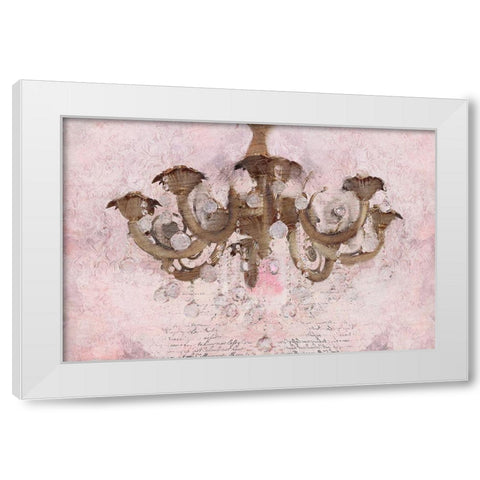 Blush Chandelier White Modern Wood Framed Art Print by Kimberly, Allen
