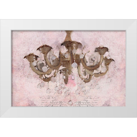Blush Chandelier White Modern Wood Framed Art Print by Kimberly, Allen