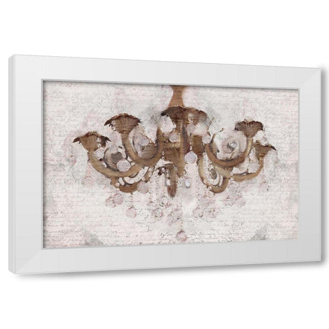 Blush Chandelier V2 White Modern Wood Framed Art Print by Kimberly, Allen
