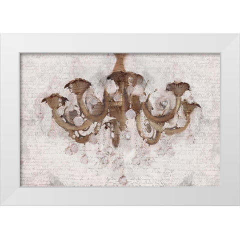 Blush Chandelier V2 White Modern Wood Framed Art Print by Kimberly, Allen