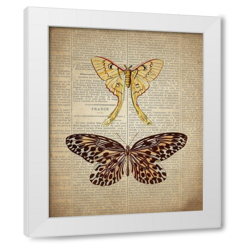Newspaper Butterfly 1 White Modern Wood Framed Art Print by Allen, Kimberly