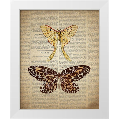 Newspaper Butterfly 1 White Modern Wood Framed Art Print by Allen, Kimberly