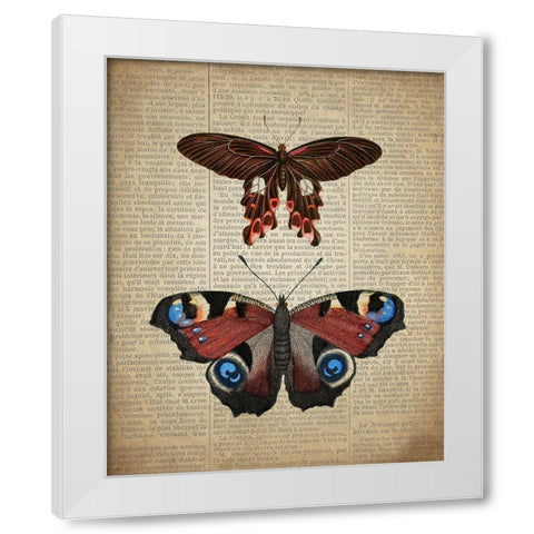 Newspaper Butterfly 2 White Modern Wood Framed Art Print by Allen, Kimberly