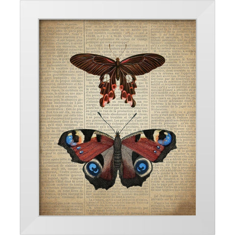 Newspaper Butterfly 2 White Modern Wood Framed Art Print by Allen, Kimberly