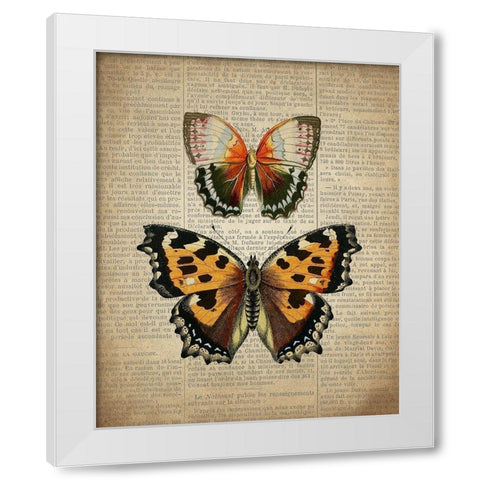 Newspaper Butterfly 3 White Modern Wood Framed Art Print by Allen, Kimberly
