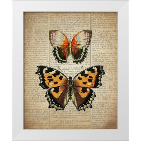 Newspaper Butterfly 3 White Modern Wood Framed Art Print by Allen, Kimberly