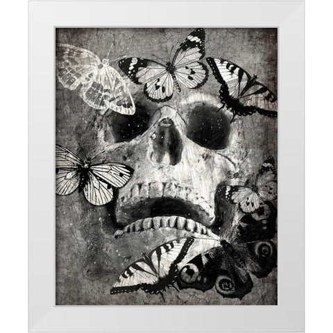 Butterfly Skull White Modern Wood Framed Art Print by Kimberly, Allen