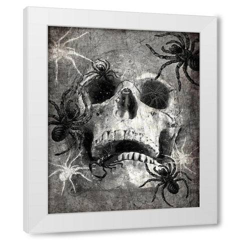 Spider  Skull White Modern Wood Framed Art Print by Kimberly, Allen