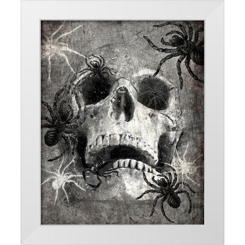 Spider  Skull White Modern Wood Framed Art Print by Kimberly, Allen
